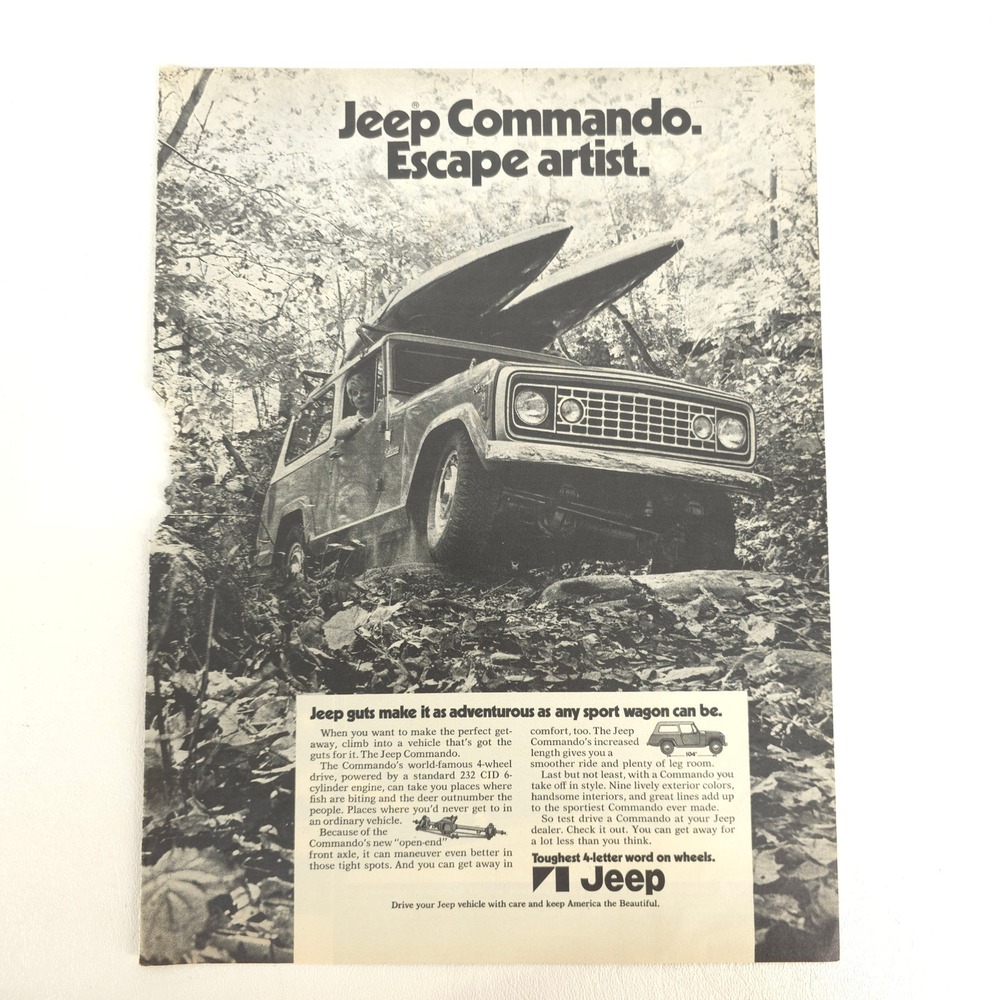 Vintage Jeep Commando Print Ad Garage Wall Art Advertising Show Display Promo